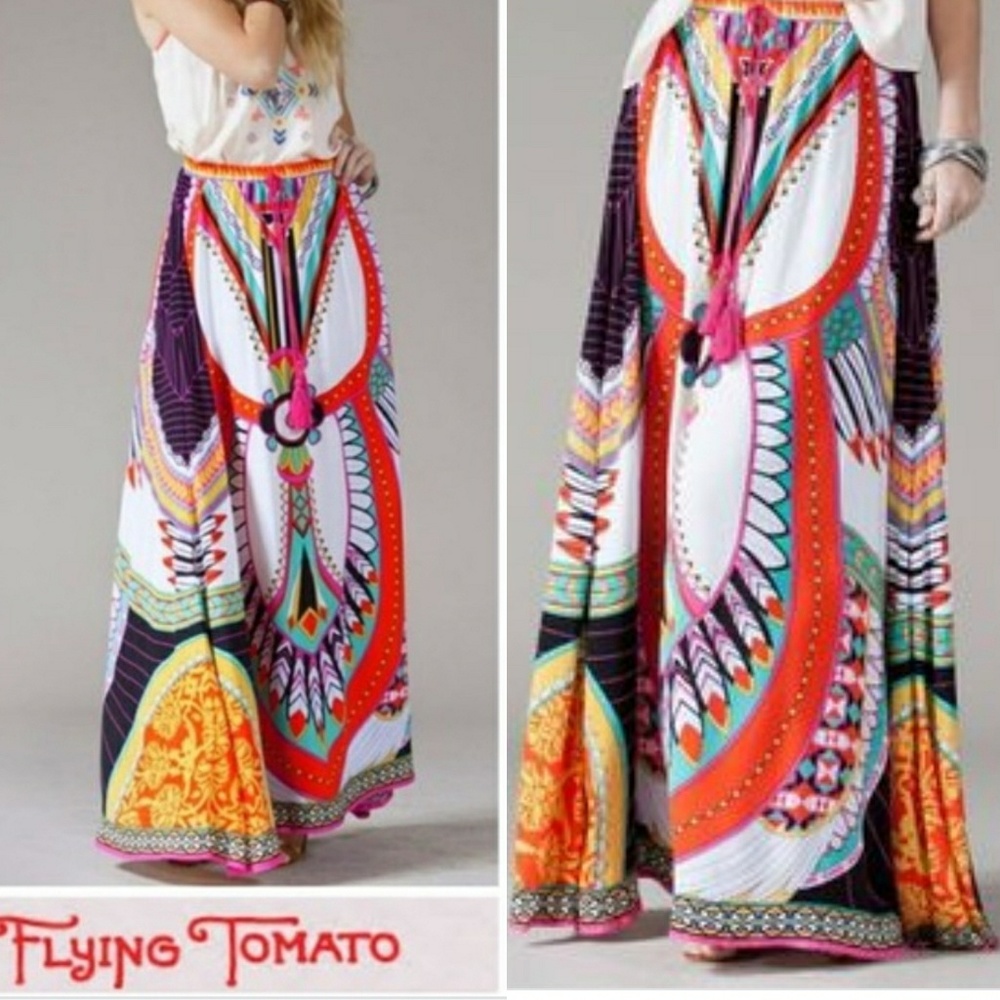 Flying tomato long hippie skirt BoHo medium NEW🌈 Black aztec print festival